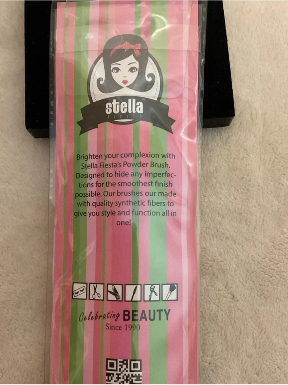Stellah Pink, Green & White Striped Cosmetic Brush Packaging